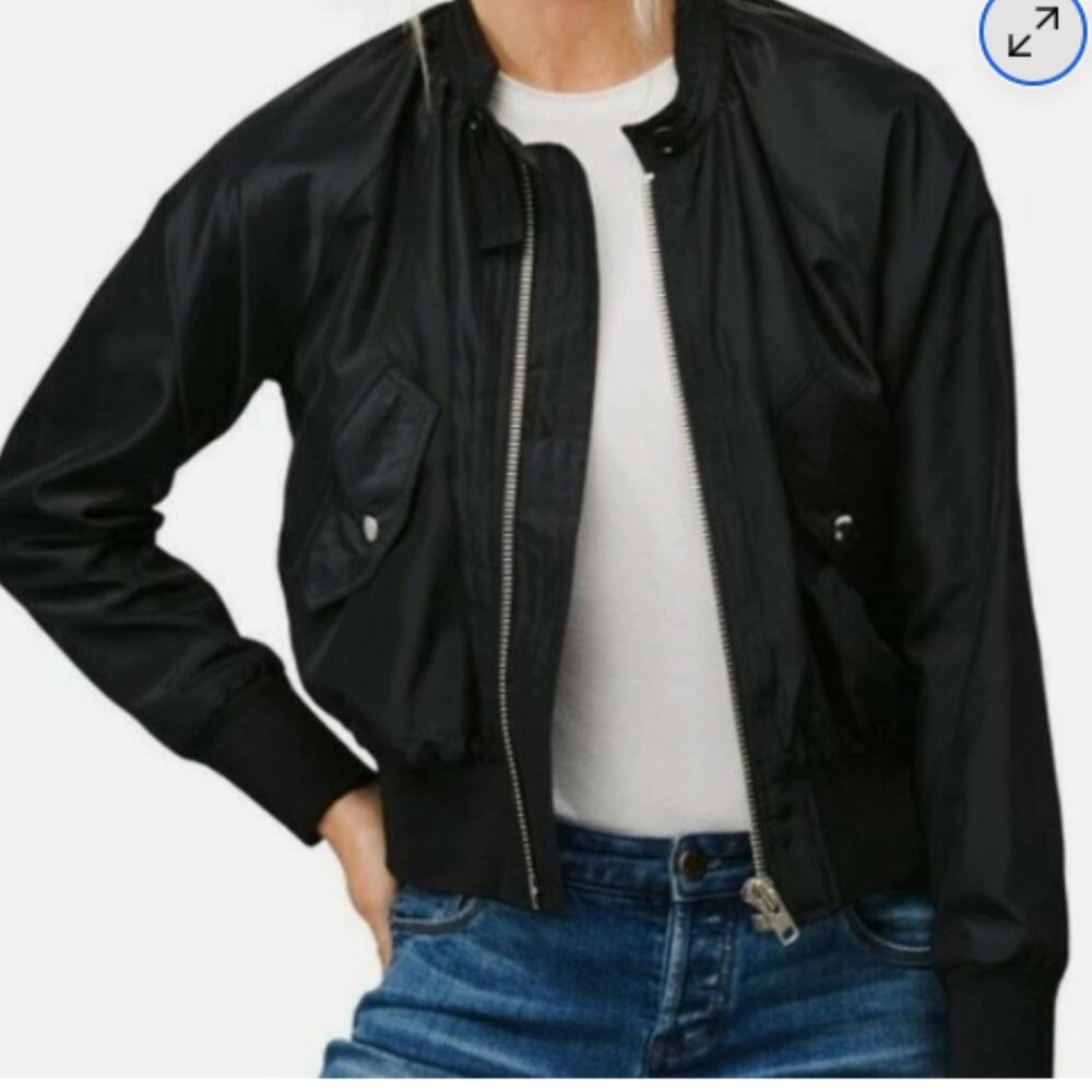 Free People Black Bomber Jacket — Size XS